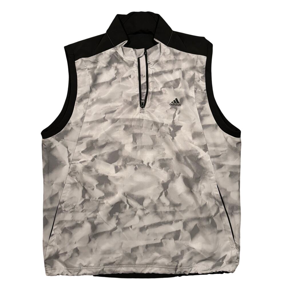 Adidas Golf Climastorm Competition Wind Vest Gray Black Marble Mens Size Large